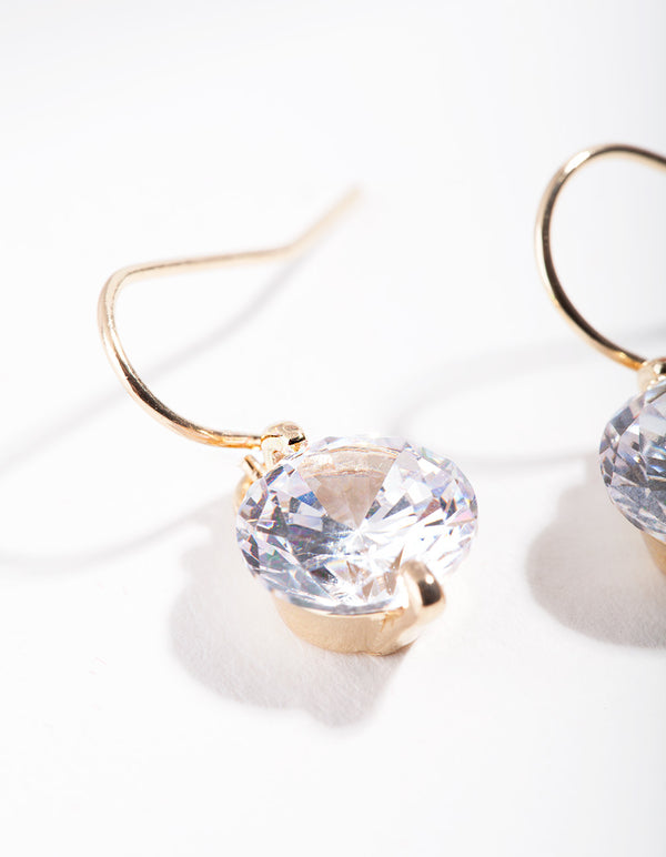 Gold Crystal Teardrop Mini Earrings