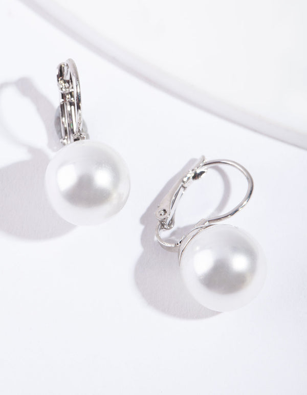 Silver Pearl Conti Clasp Earrings