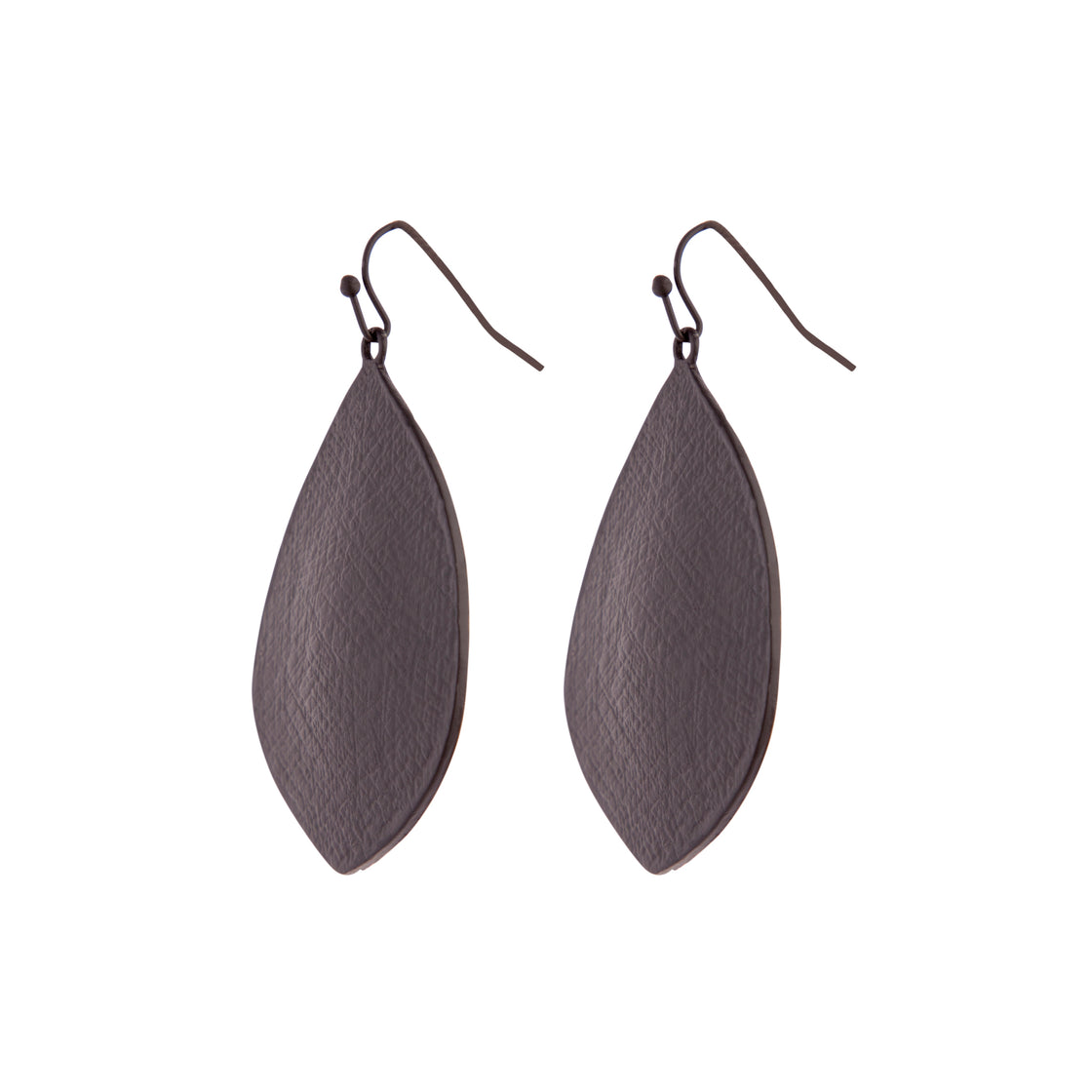 Black Textured Leaf Drop Earrings