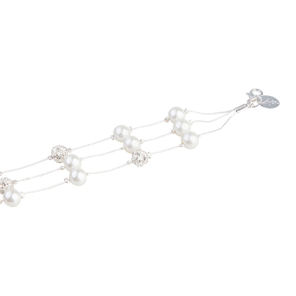 Silver Pearl Multi Textured Bead Bracelet