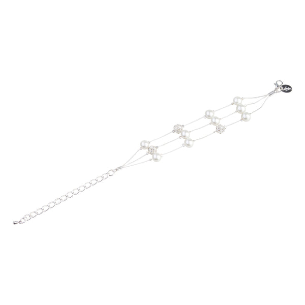 Silver Pearl Multi Textured Bead Bracelet