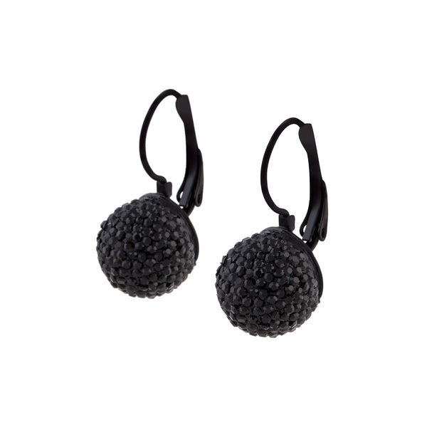 Black Shambala Bead Drop Earrings