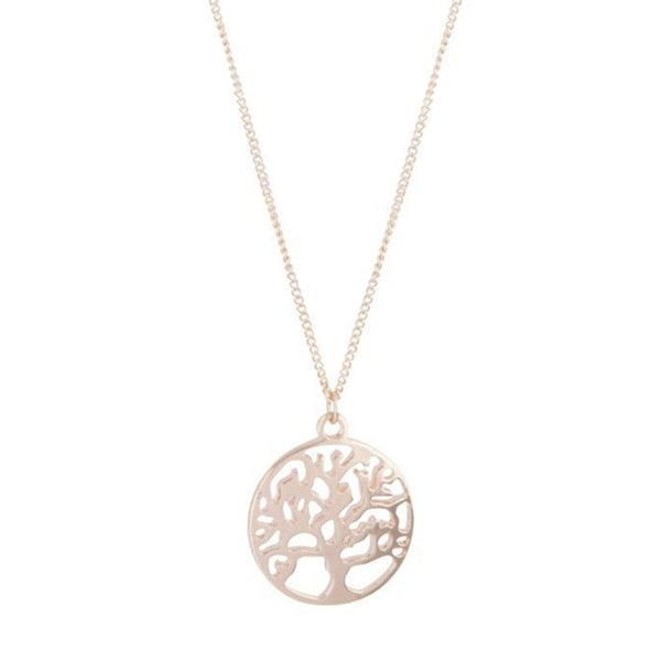 ROSE GOLD FILIGREE TREE OF LIFE PENDANT NECKLACE