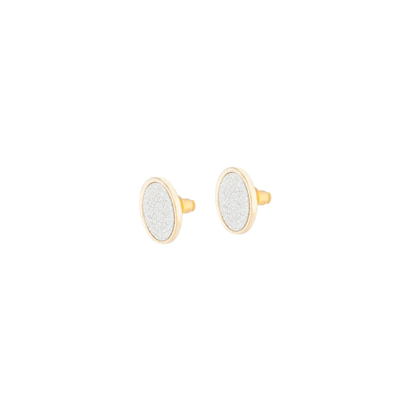 Silver Gold Glitter Inlay Disc Earrings