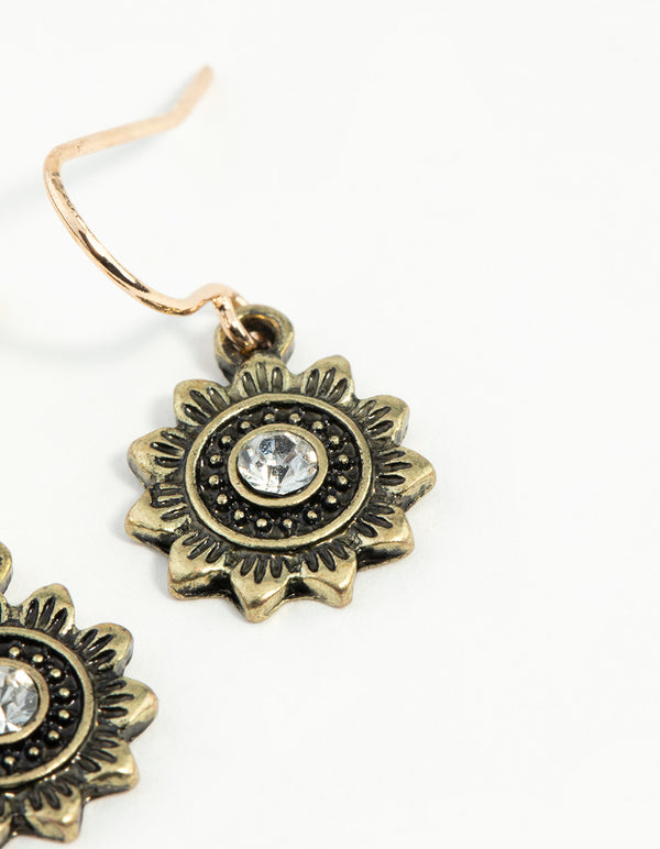 Gold Sun Drop Earrings