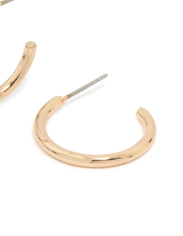 Gold Small Plain Hoop Earrings