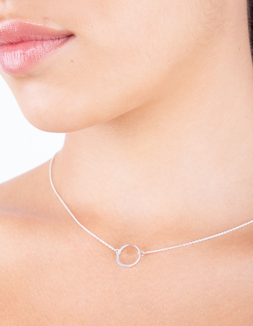 Sterling Silver Open Circle Pendant Necklace