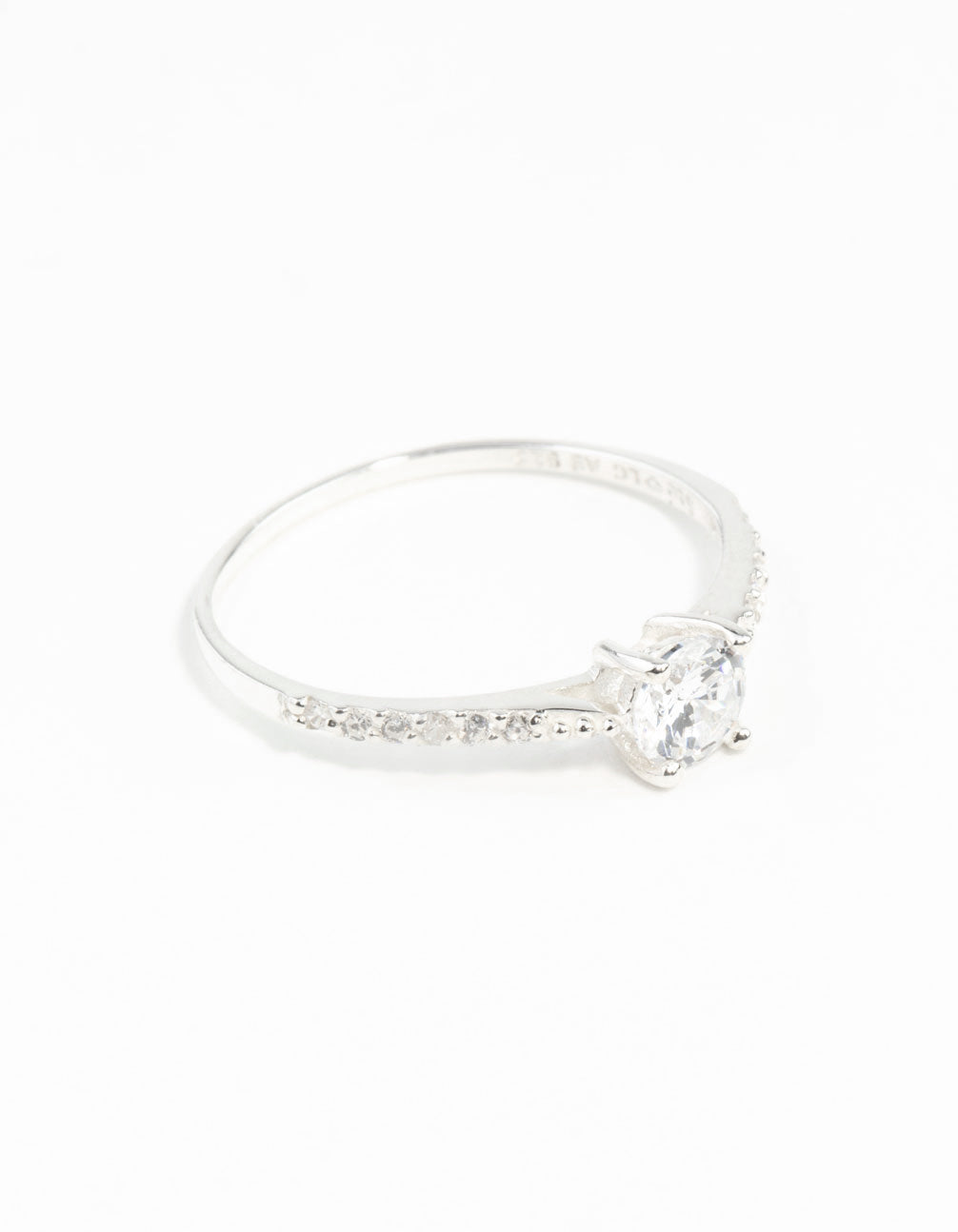 Sterling Silver Diamante Stone & Band Ring