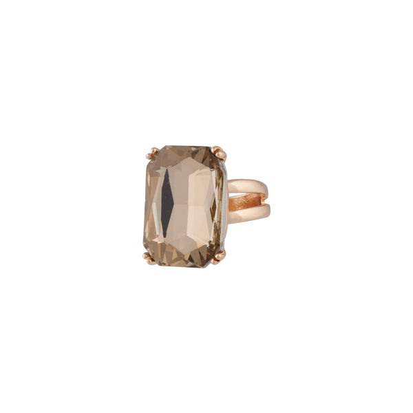 Gold Facet Stone Cushion Set Ring