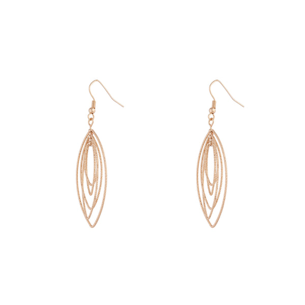 Gold Textured Shiny Layered Drop Earrings