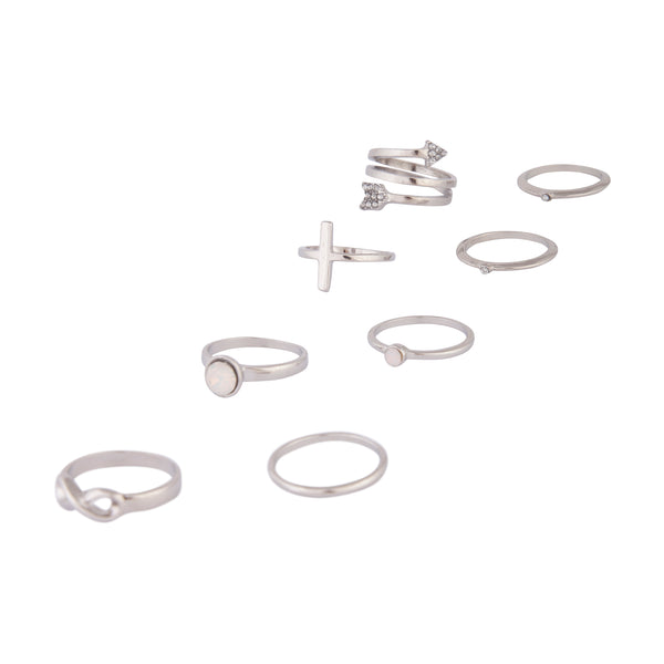 SILVER INFINITY AND ARROW RING PACK