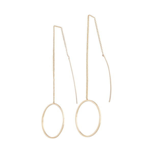 Circle Thread Drop Earrings In Gold