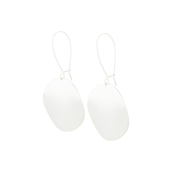 Silver Sandblast Disc Drop Earrings