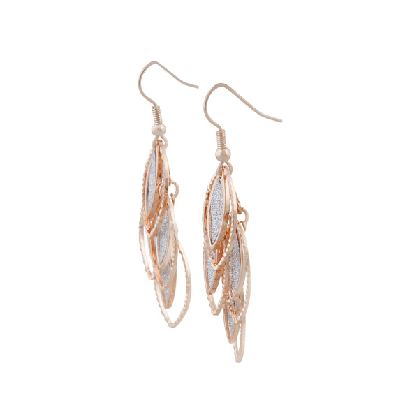 Rose Gold Diamond Cut & Glitter Drop Earrings