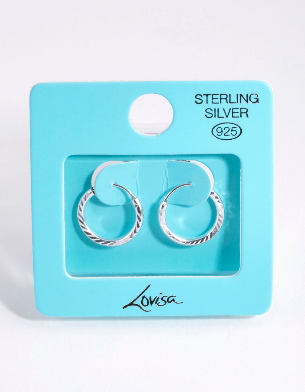 Sterling Silver 15mm Diamond Cut Hoop Earrings