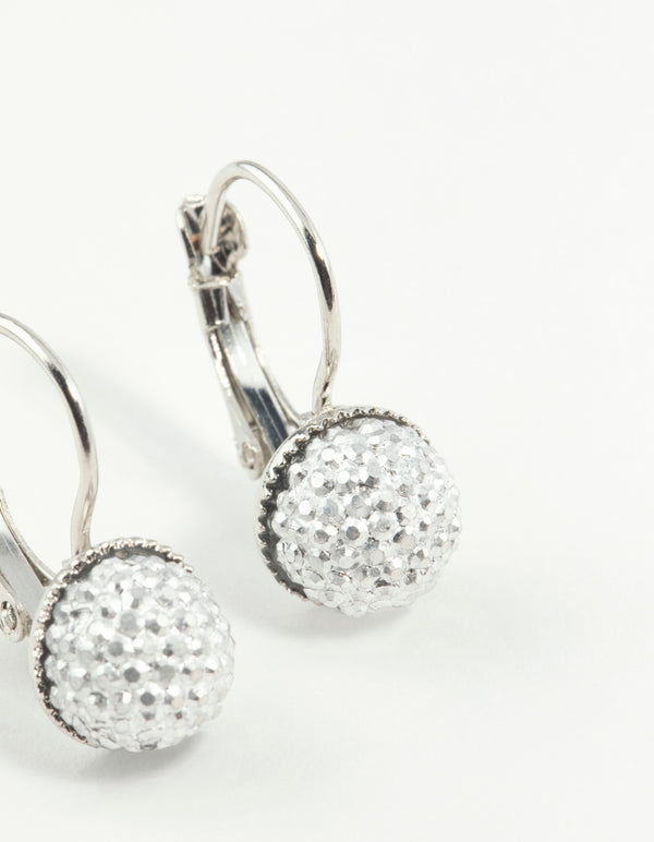 Silver Sparkle Ball Clip Earrings