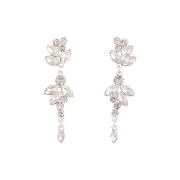 Silver Navette Crystal Drop Earrings