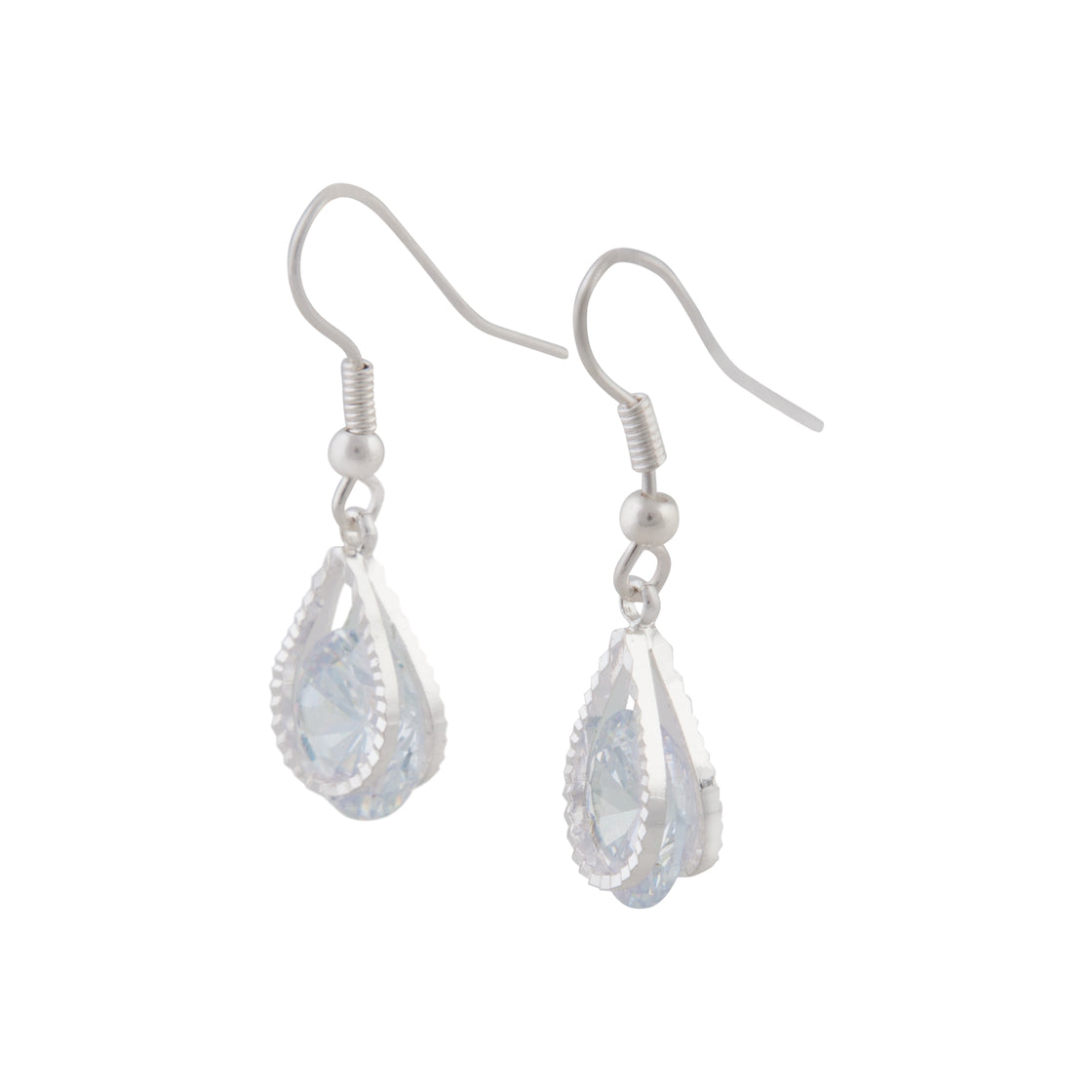 Cubic Zirconia Silver Teardrop Earrings