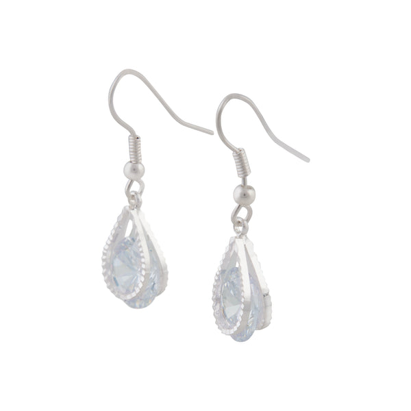Cubic Zirconia Silver Teardrop Earrings