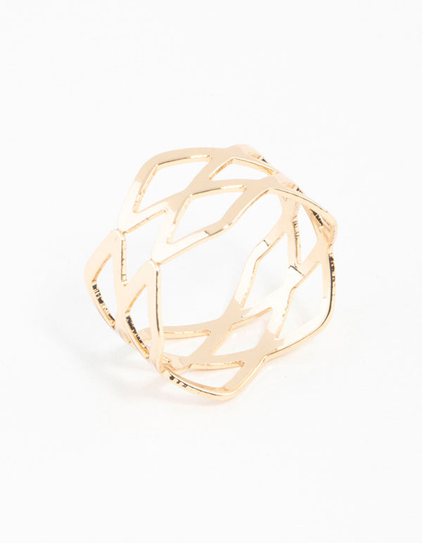 Gold Multi Cross Over Ring