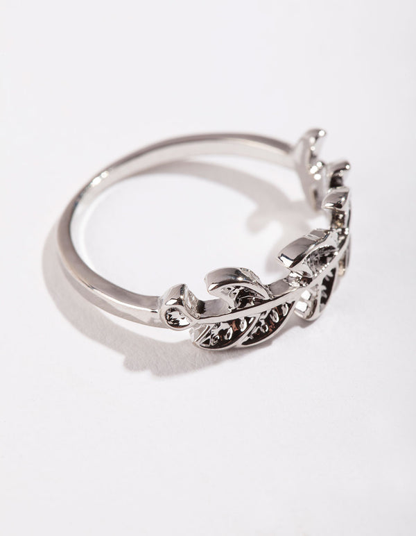 Silver Leaf Band Ring
