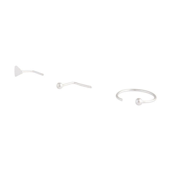 Sterling Silver Bead, Triangle & Nose Ring Pack
