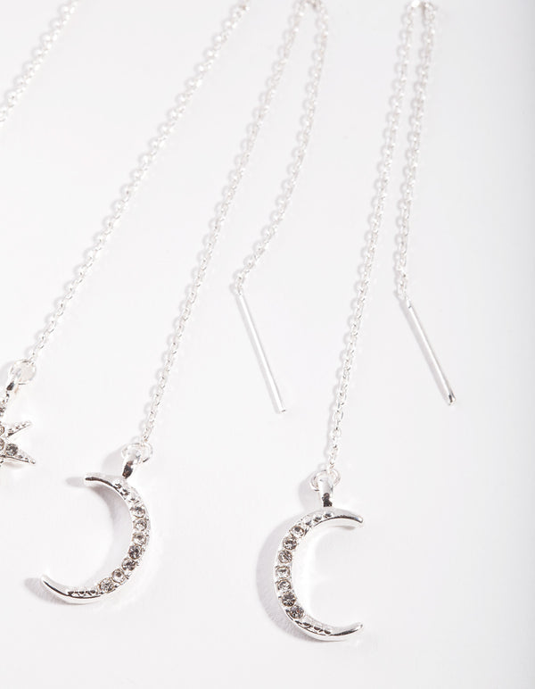 Silver Star Moon Drop Earring Pack