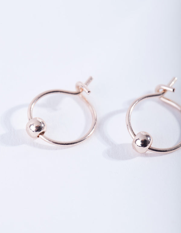 Rose Gold Mini Ball Hoop Earrings