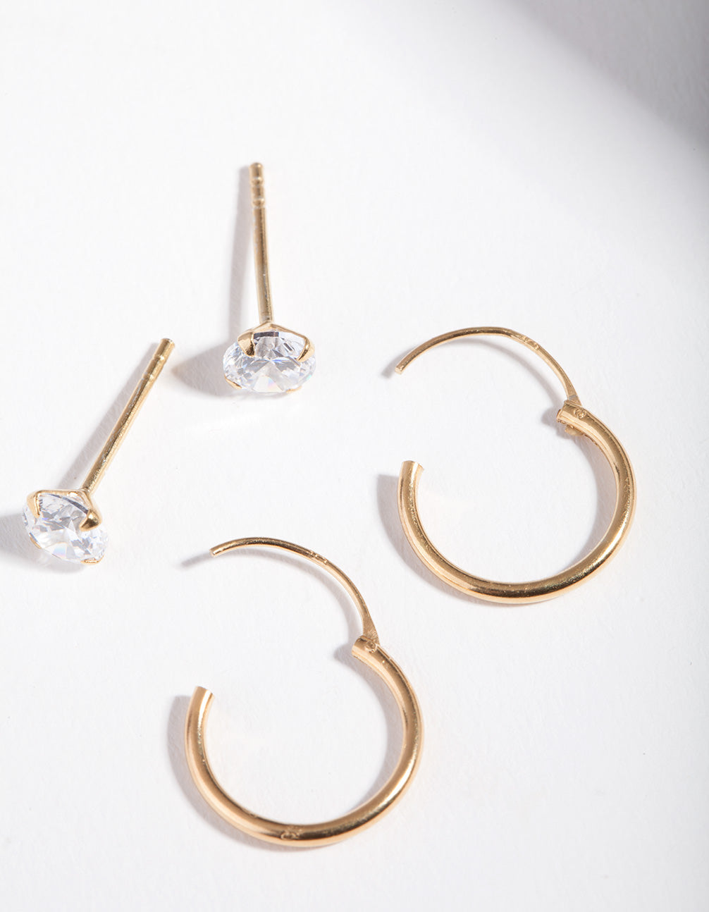 Gold Plated Sterling Silver Diamante Stud & Hoop Pack