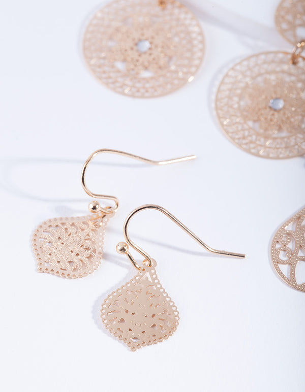 Gold Ornate Stamp Earring Pack