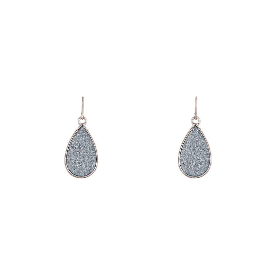 Silver Glitter Teardrop Earrings