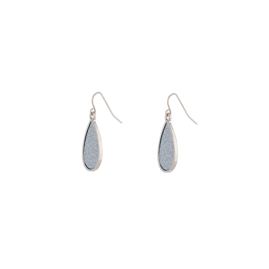 Silver Glitter Teardrop Earrings