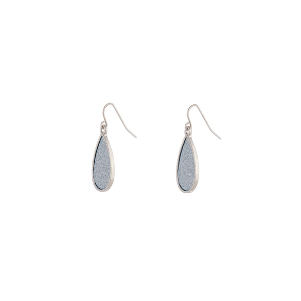 Silver Glitter Teardrop Earrings