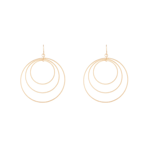 Gold Diamond Cut Circle Multi Drop Earrings