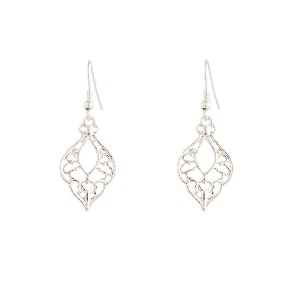 Silver Bohemian Cutout Drop Earrings