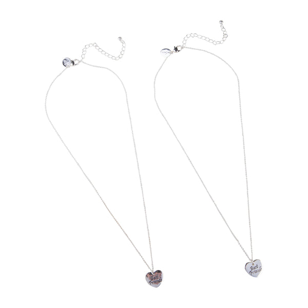 SILVER BEST FRIEND HEART PENDANT ON INDIVIDUAL SHORT CHAINS