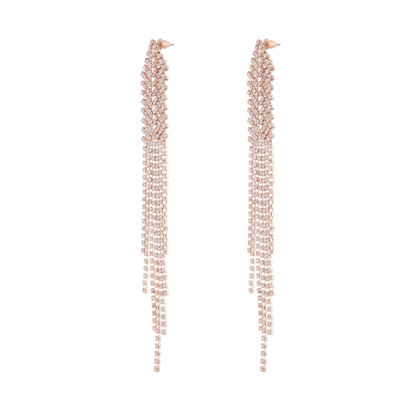 Rose Gold Diamante Chain Earrings