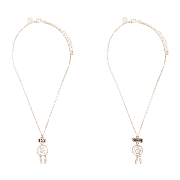 Kids Rose Gold Best Friend Dreamcatcher Necklace 2 Pack