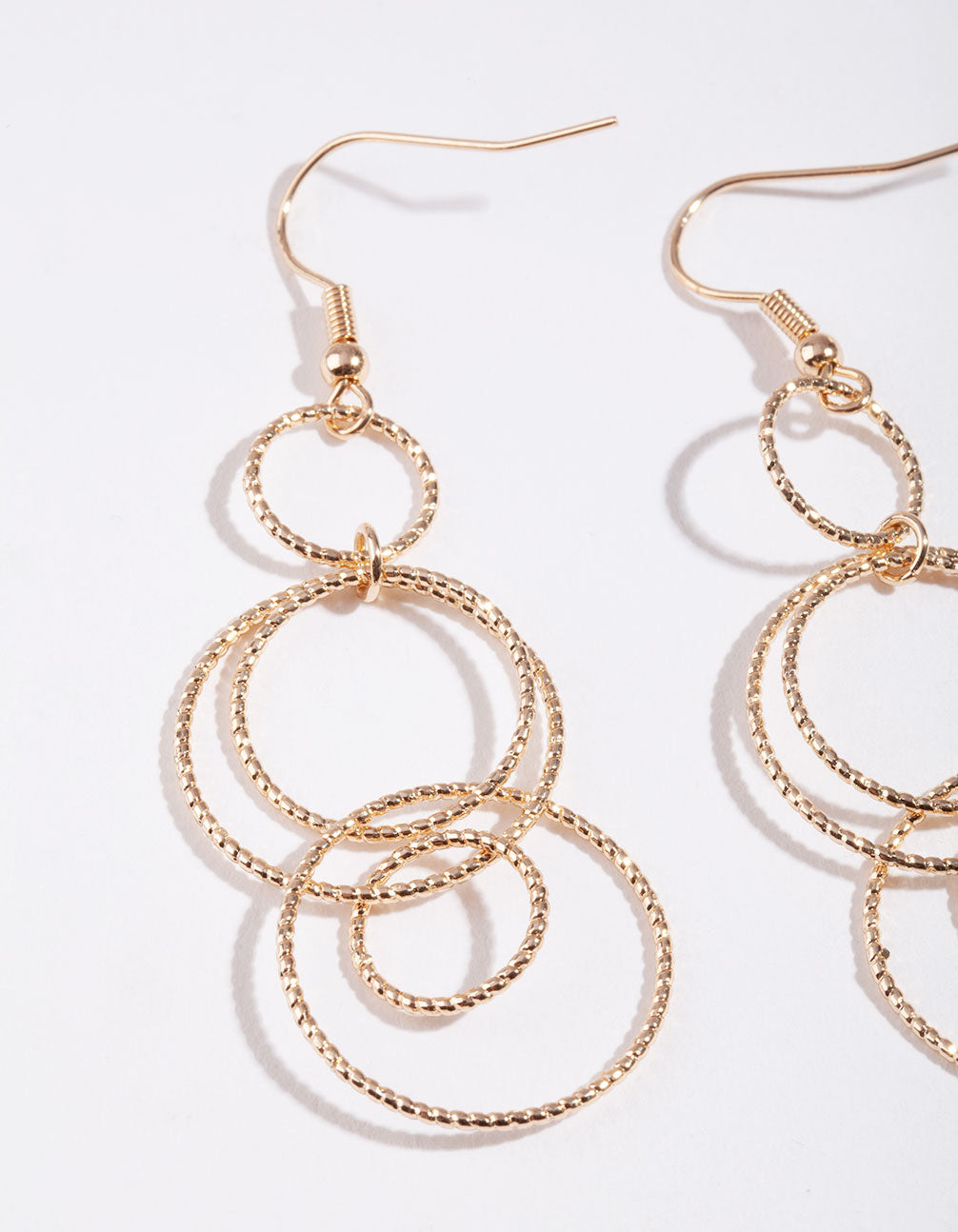 Gold Diamond Cut Ring Earrings