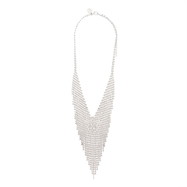 Silver Short Diamante Cascade Necklace