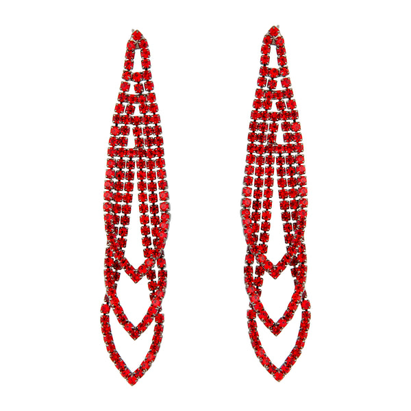 Red Gunmetal Loop Cup Chain Earrings
