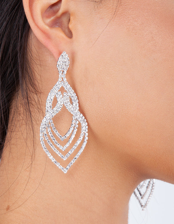 Silver Layered Tier Drop Earrings