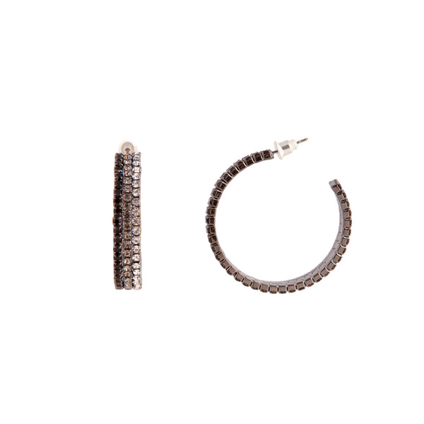 Black Ombre Cup Chain Hoop Earrings