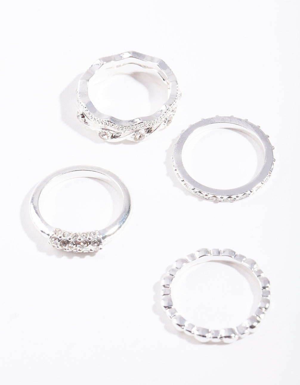 Silver Diamante 5 Stack Ring