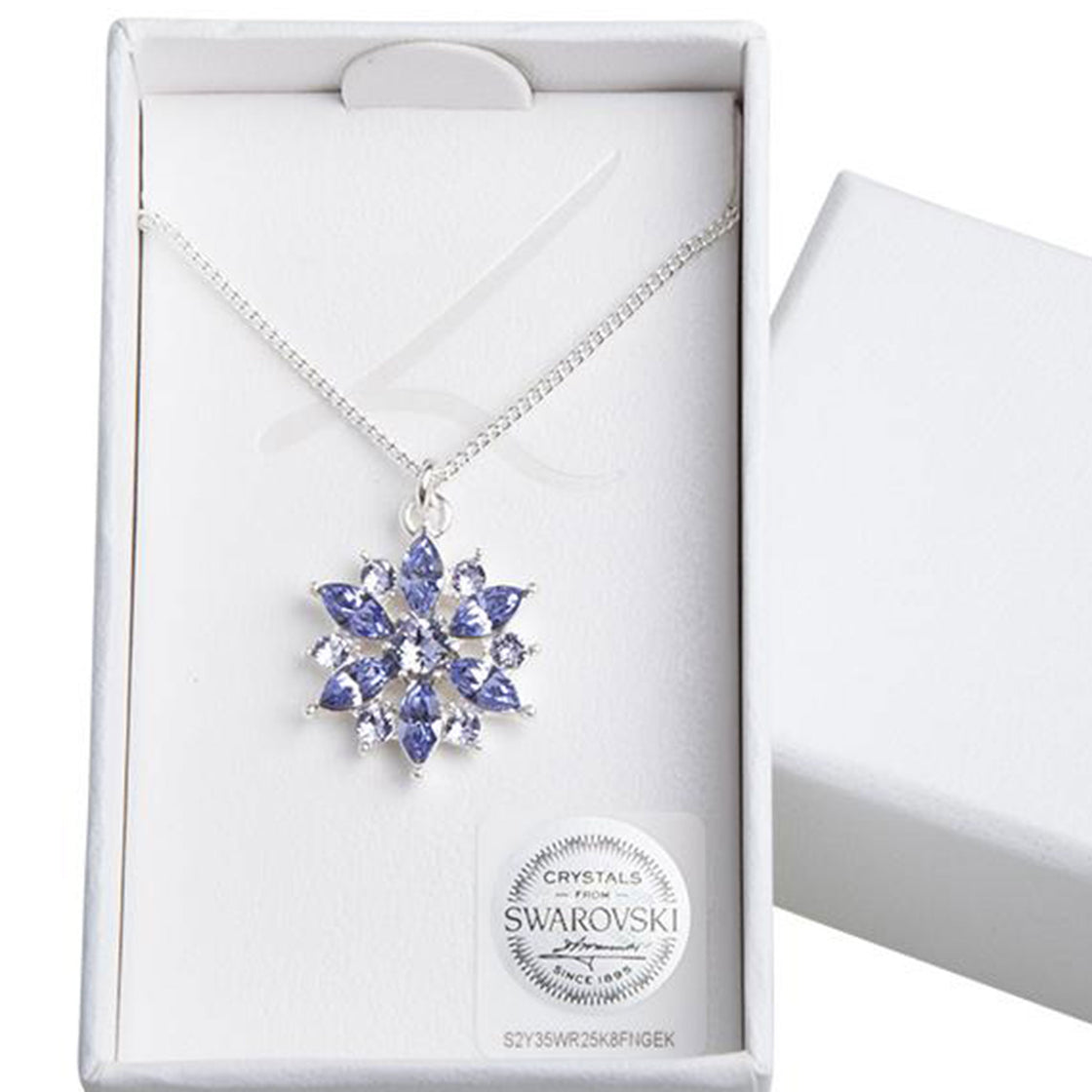 Lavender Faceted Crystal Flower Pendant Necklace