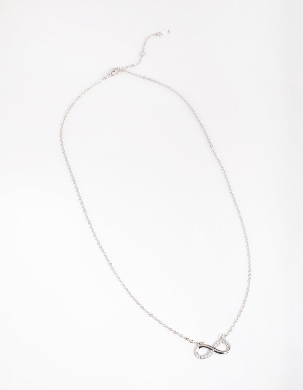 Silver Crystal Infinity Pendant Necklace