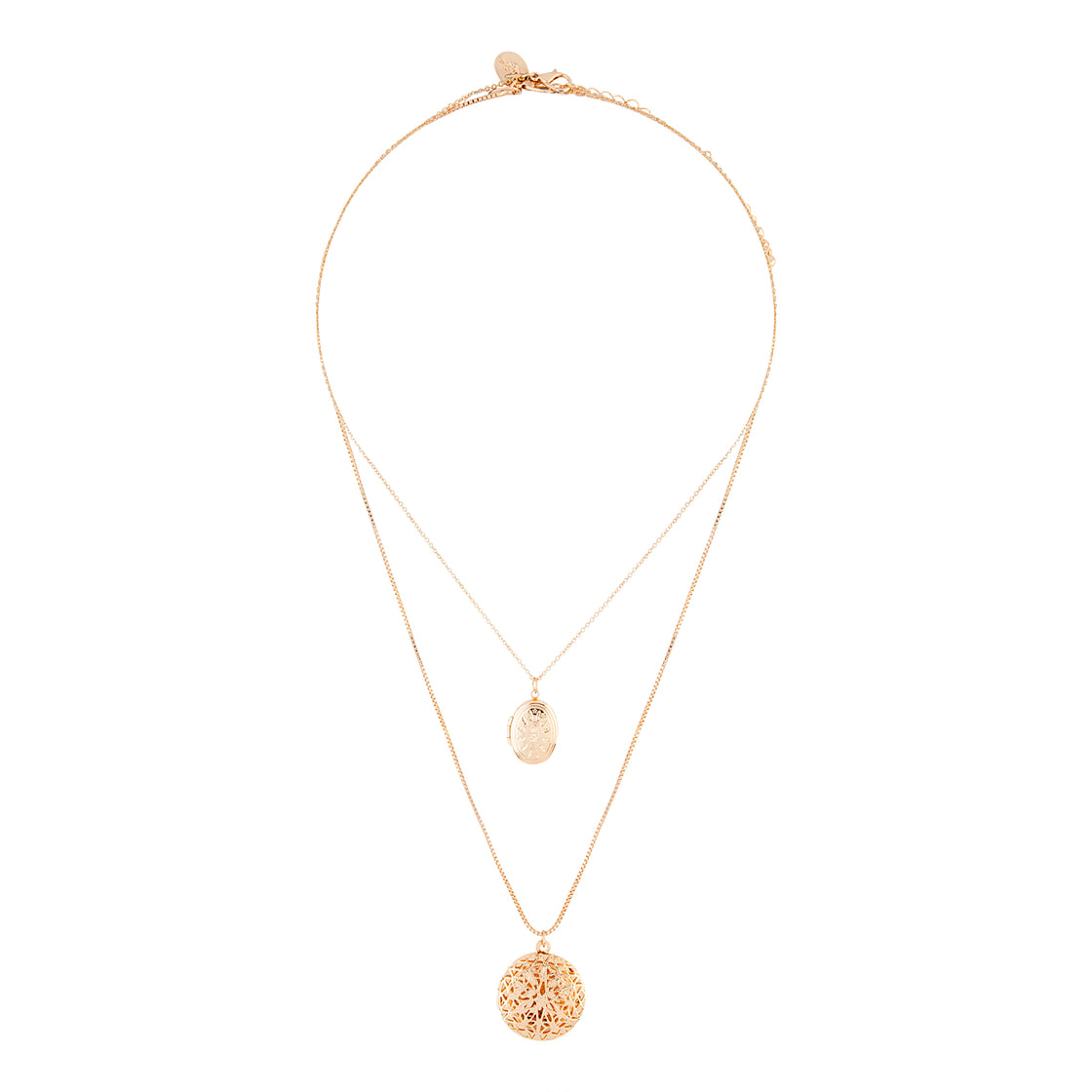 Gold Multi Layer Locket Pendant Necklace Set