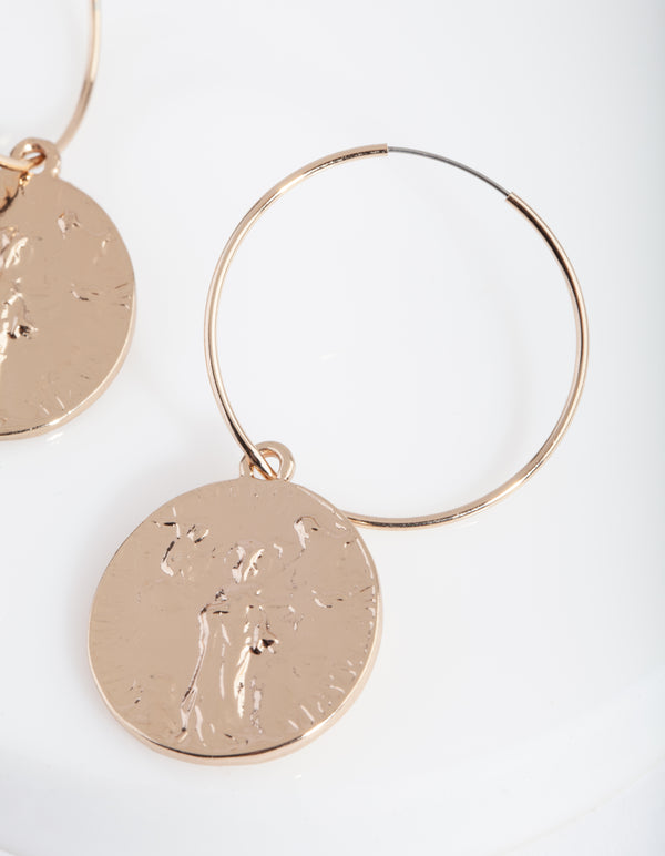 Gold Small Coin Hoop Earrings