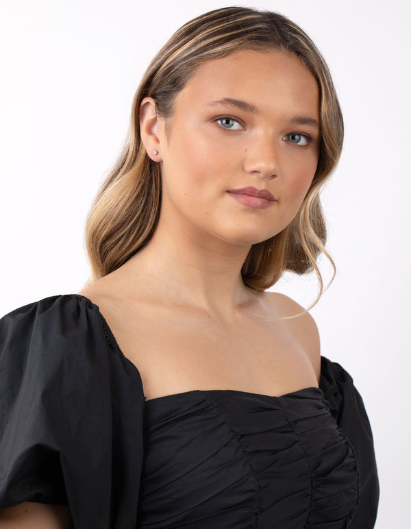 Gold Plated Sterling Silver Cubic Zirconia 1/4 Carat Stud Earrings