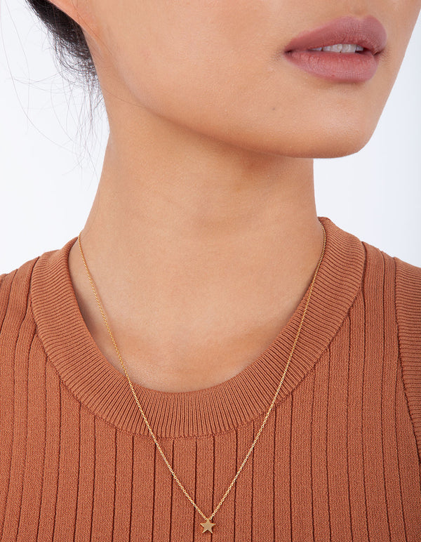 Gold Plated Sterling Silver Star Pendant Necklace